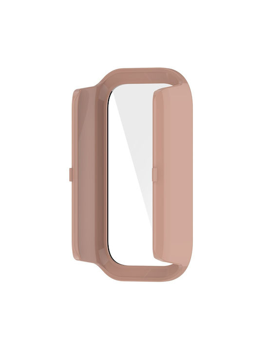 Kunststoff Hülle mit gehärtetem Glas in Rosa für Xiaomi Smart Band 9 Active Redmi Band 3