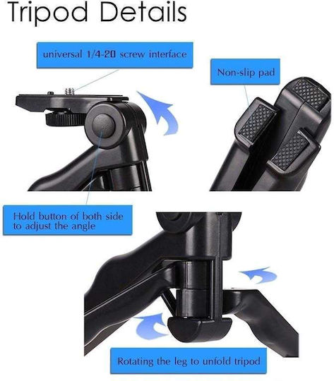 Ezra ST-08 Selfie Stick Cell Phone Tripod Bluetooth Black