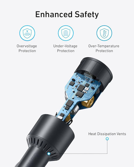 Anker Car Charger 167.5W Fast Charging with Ports: 1xUSB-A 2xType-C with Type-C Cable