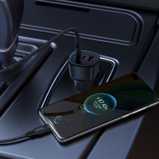 Acefast Car Charger 200W 5A Fast Charging with Ports 1xUSB-A 2xType-C Black Colour