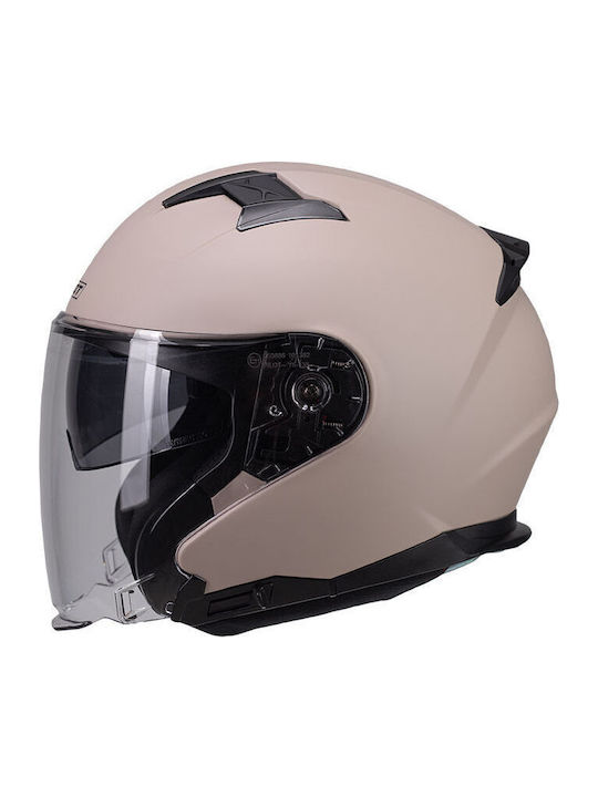 Hermes SV Moka Matt Motorcycle Helmet Jet ECE 22.06 1400gr with Sunvisor