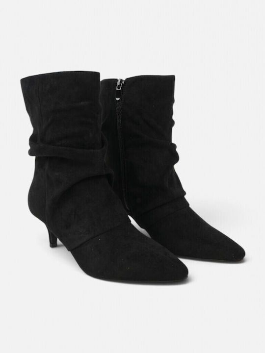 Ghete Dama De Catifea Ankle Boots Negru
