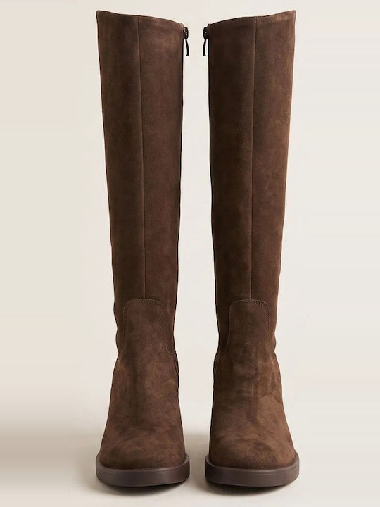 Damenstiefel aus Leder mit Hohem Absatz Braune