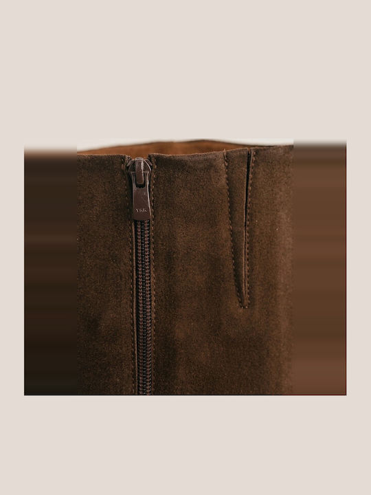 Damenstiefel aus Leder mit Hohem Absatz Braune