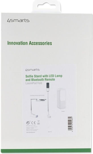 4smarts Selfie Stand Loomi Pod Fold Cu Lumini LED Telecomandă Bluetooth Pentru Smartphone-uri Alb 462710