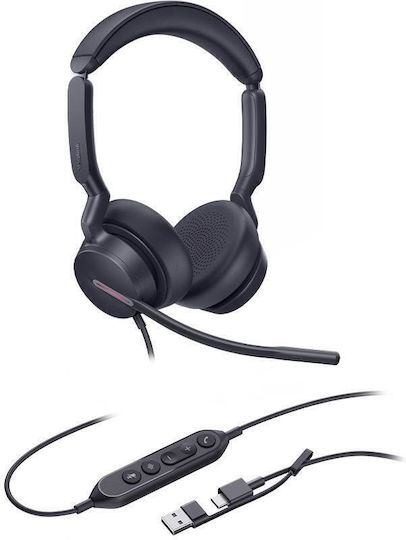 Yealink Uh46 Dual Teams VOIP-Headset Usb-a & Usb-c Adapter Kabelgebundene Kopfhörer Mikrofon