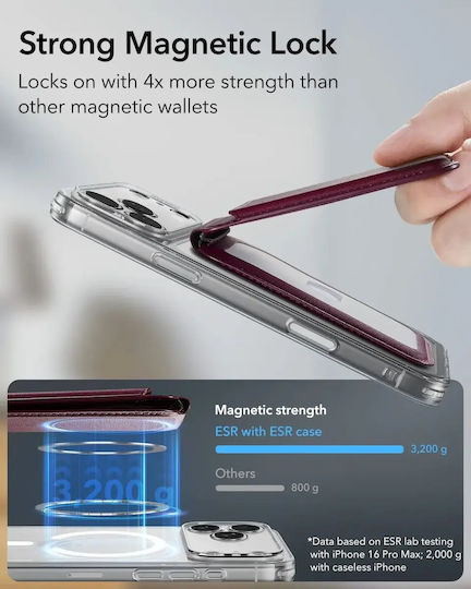 ESR MagSafe Husă pentru carduri Classic în culoare Burgundy