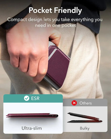 ESR MagSafe Husă pentru carduri Classic în culoare Burgundy