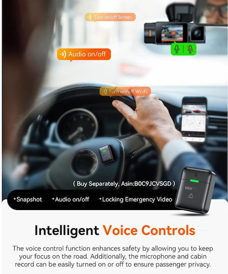 Vantrue Car DVR Camera Set 1080P with 2" Screen Wi-Fi GPS and Rear Camera