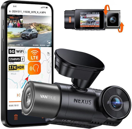 Vantrue Car DVR Camera Set 1080P with 2" Screen Wi-Fi GPS and Rear Camera