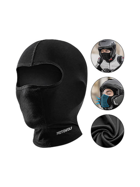 Motowolf FM3 Față Întreagă Balaclava Pentru Motociclist Din Poliester Culoare Neagră