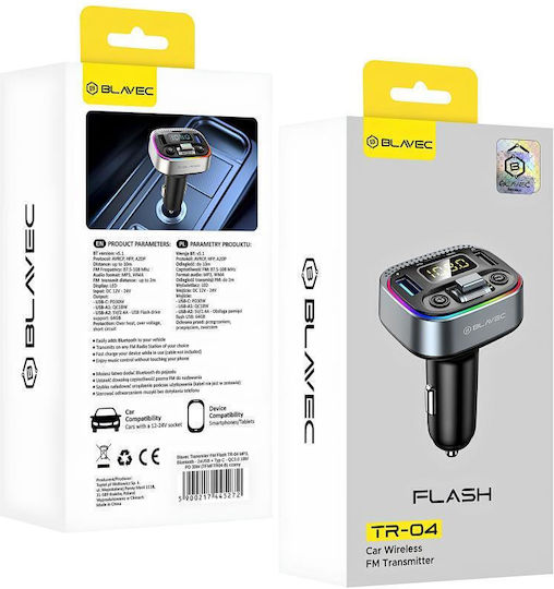 Blavec FM Предавател За Кола С Bluetooth / Type-C / USB