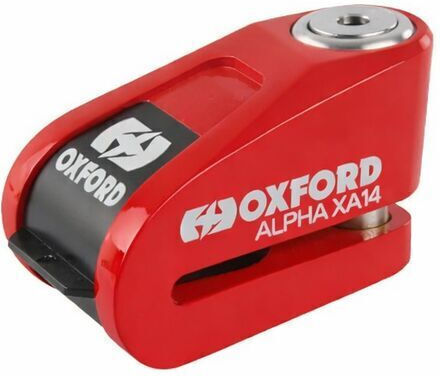 Oxford XA14 Motorcycle Disc Brake Lock with Alarm and Pin 14mm Red Color