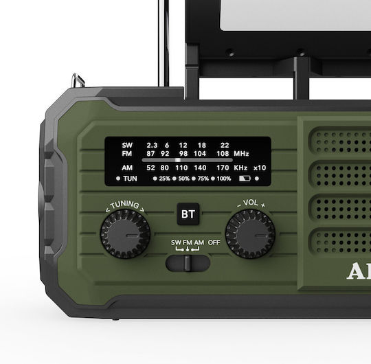 Akai Proffesional APR-801 Tragbares Solarradio mit Bluetooth und USB Grüne