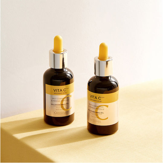 Missha Vita C Plus Spot Correcting & Firming Ampoule Moisturizing & Anti-Aging Ampoule Face Serum with Vitamin C & Vitamin E for Brightening & Firming 30ml