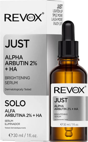 Revox Just Alpha Arbutin 2% + HA Ενυδατικό & Αντιγηραντικό Serum Προσώπου με Υαλουρονικό Οξύ για Αποτοξίνωση & Λάμψη 30ml