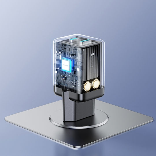 Joyroom Зарядно устройство с вграден кабел GaN с USB-A порт и USB-C порт 45 W Power Delivery Черно (JR-TG8 GaN)