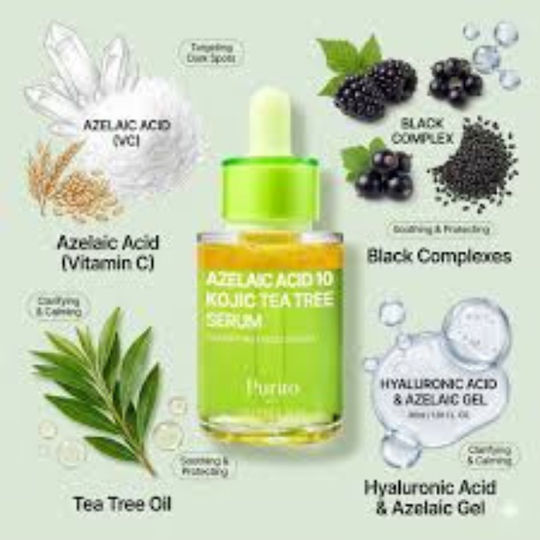 Azelaic Acid 10 Kojic Tea Tree Serum Face for Whitening & Acne 30ml