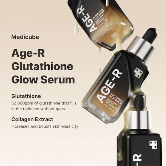 AGE-R Glutathione Glow Ampoule Face Serum with Niacinamide & Collagen for Brightening & Dark Spots 30ml