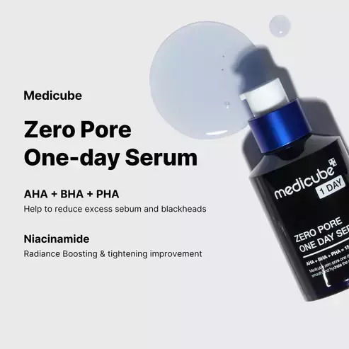 Medicube Zero Pore One Day Soothing & Moisturizing Face Serum with Centella Asiatica & Niacinamide for Brightening & Dark Spots 30ml