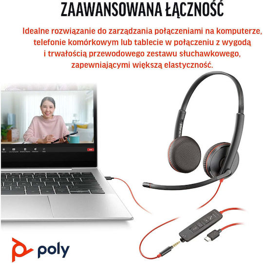 Poly Blackwire C3225 On Ear Multimedia Ακουστικά με μικρόφωνο και σύνδεση USB-C
