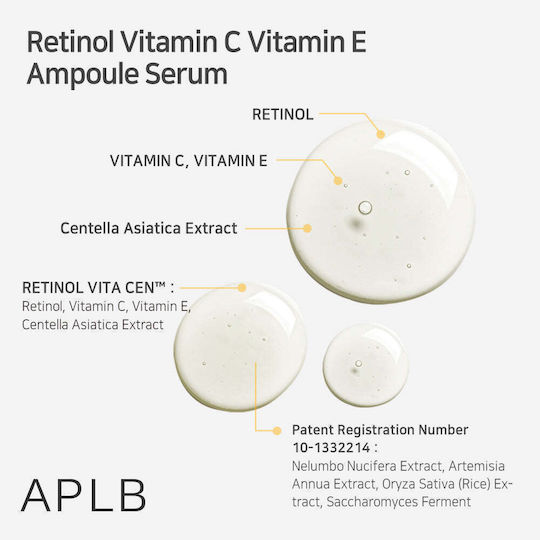 APLB Retinol Vitamin C Vitamin E Ampoule Serum For Face With Retinol & Vitamin C For Brightening 40ml