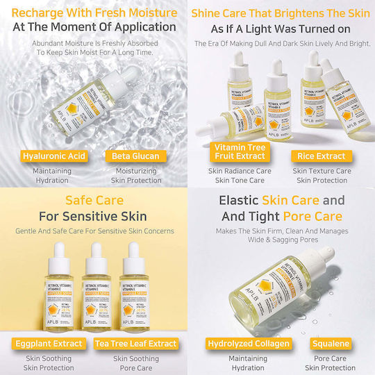 APLB Retinol Vitamin C Vitamin E Ampoule Serum For Face With Retinol & Vitamin C For Brightening 40ml