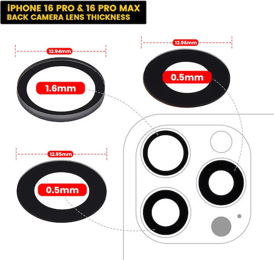 Back Camera Lens Glass Only Adhesive Iphone 16 Pro 16 Pro Max 3 Piece Set Real Sapphire Premium