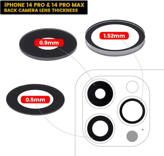 Nur Rückkamera-Objektivglas mit Kleber iPhone 14 Pro 14 Pro Max 3-teilige Set Echtes Saphir Premium 10er Pack