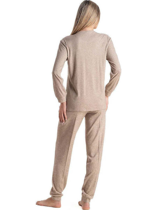 Relax Anatomic Set Pijamale De Damă De Iarnă Bej