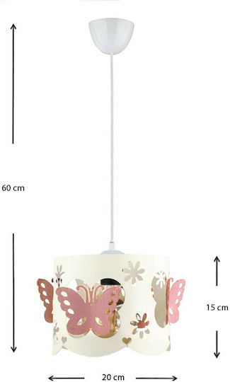 Megapap Papilia Hängelampe Rosa mit Fassung E27 20x20x60cm.