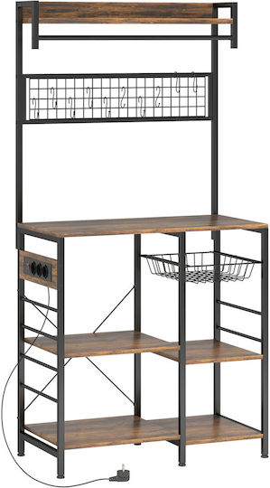 HomCom Кухненски стелаж Метален Кафяв 80x42x162cm