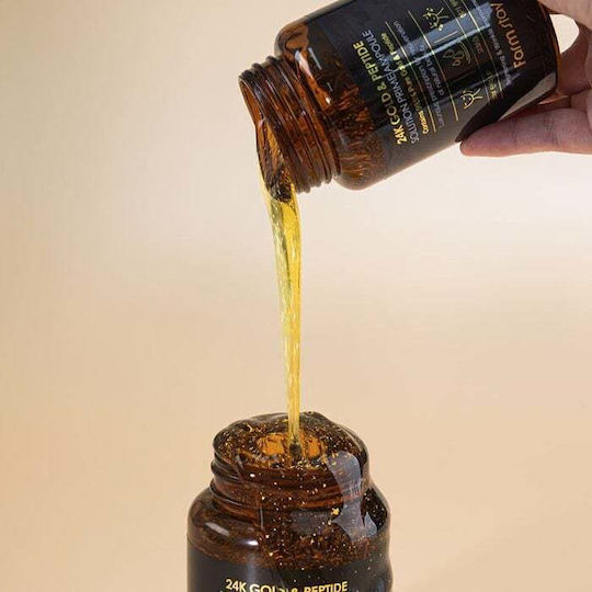 Farm Stay 24K Gold & Peptide Solution Prime Ενυδατικό & Αντιγηραντικό Ampoule Serum Προσώπου με Πεπτίδια για Θρέψη 250ml