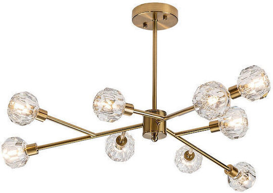 Rabalux Kassia Hängelampe Gold mit Kristallen für 9 Lampen G9