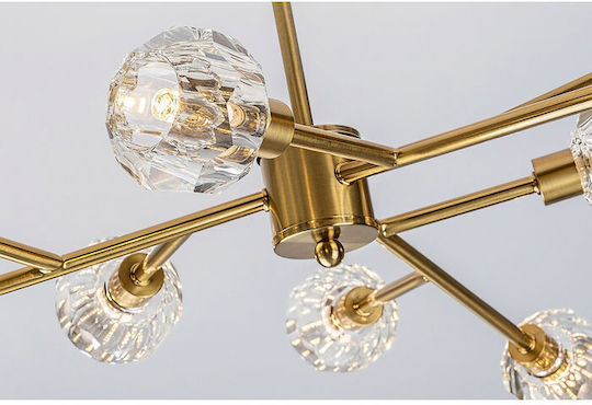Rabalux Kassia Hängelampe Gold mit Kristallen für 9 Lampen G9