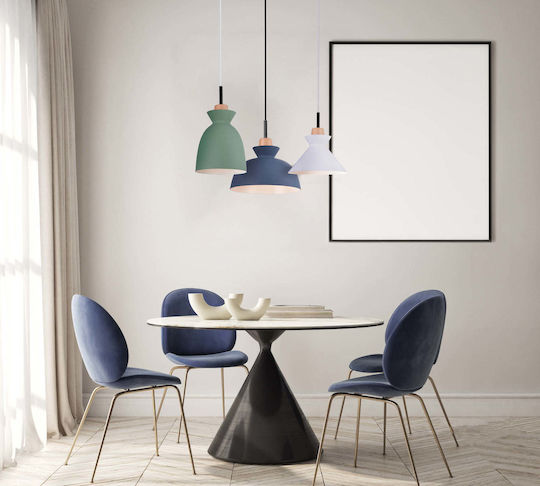 Zambelis Lights Κρεμαστό Φωτιστικό Μπλε Καμπάνα με Ντουί E27 28εκ.