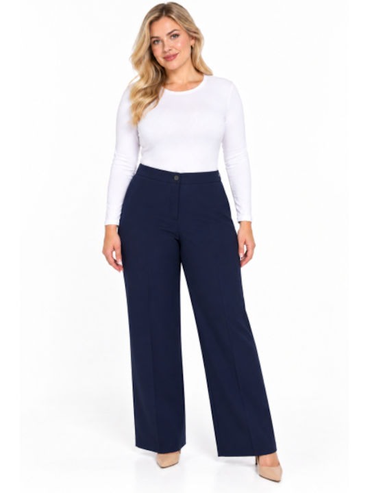 Damenhose mit Gummiband in Reguläre Passform Blau WH-41530-27TR-BLUE