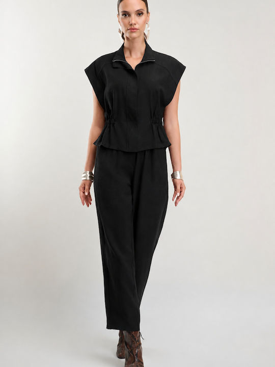 Costum Dama Negru în Linie Dreaptă