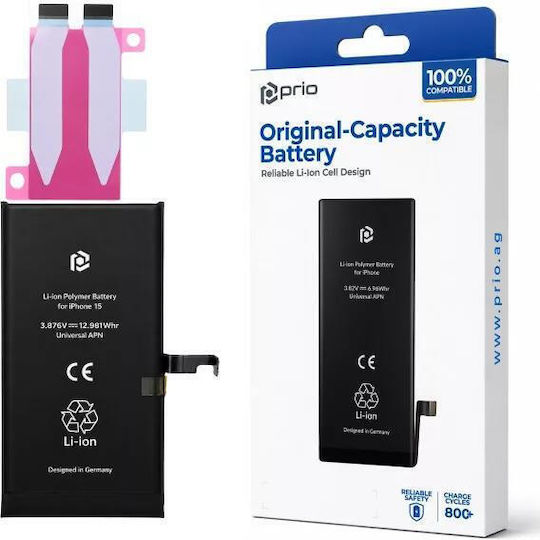 Prio Baterie de înlocuire compatibilă 3349mAh pentru iPhone 15