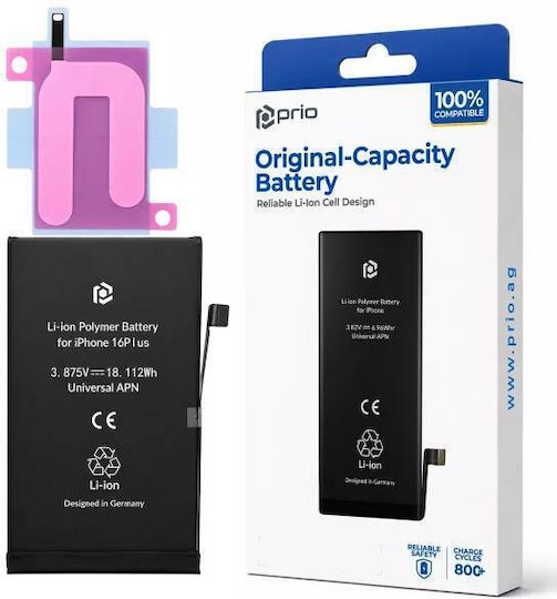 Prio Συμβατή Μπαταρία Αντικατάστασης 4674mAh για iPhone 16 Plus