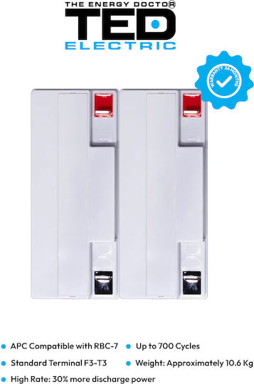 Battery Pack Compatible Apc Rbc7 24v 19ah 2x12v Ted Electric