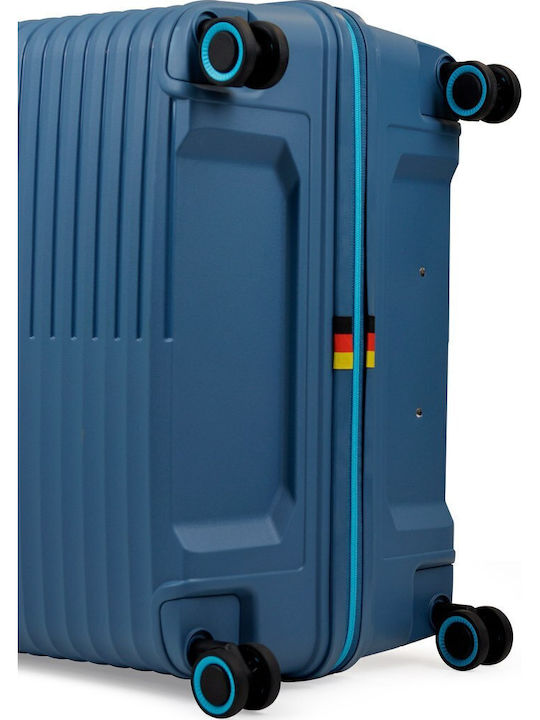 Bg Berlin Linea Large Hard Blue Travel Suitcase with 4 Wheels Height 75.5cm