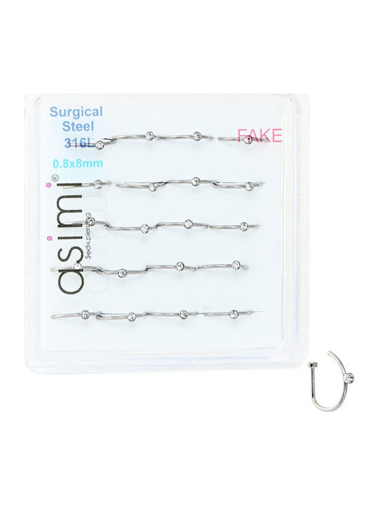 Asimi Body Piercing Fake Cercel pentru nas din oțel 8mm argintiu