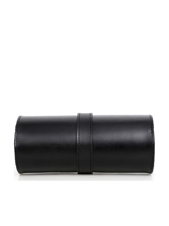 Leather Travel Case for 3 Watches Watch Roll Daponte Black