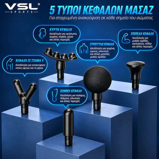 VSL Sports Hypergun Massage Gun for Neck Waist Back Legs Body Hands and Insoles Anti-Cellulite with Vibration