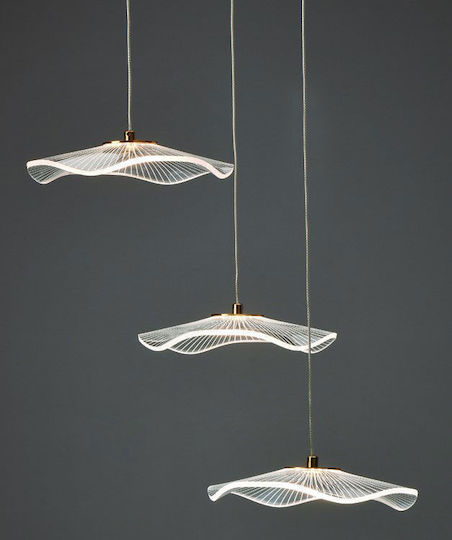 Aca Ninfea Lampă Suspendată Aurie LED cu Lumină Albă Caldă 43x43x210cm