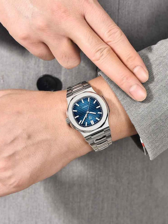 Pagani Design Ceas bărbătesc 40mm Automat cu Brățară din Oțel Albastru