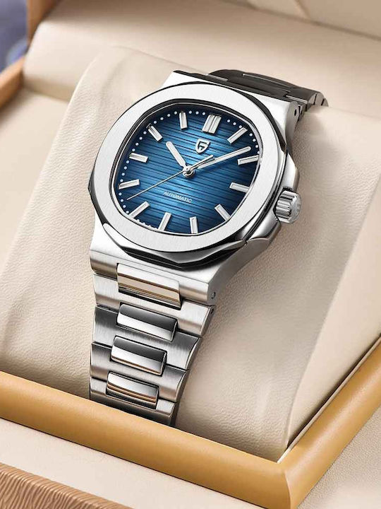 Pagani Design Ceas bărbătesc 40mm Automat cu Brățară din Oțel Albastru