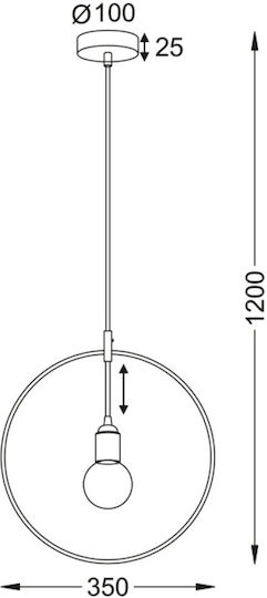 Aca Twiggy Висящо Тавано Осветително Тяло Меден с Цокъл E27 35x120x120см