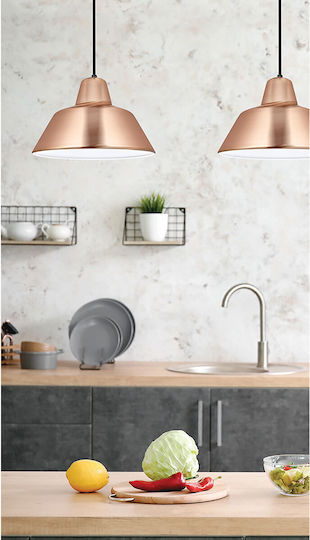 Viokef Glen Adjustable Pendant Light Rose Gold Bell with Socket E27 28.5x285cm